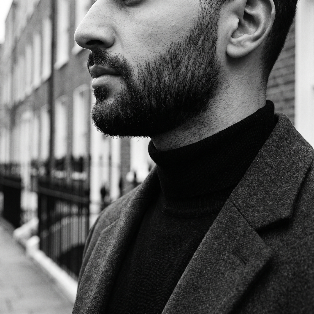It disappears into the beard