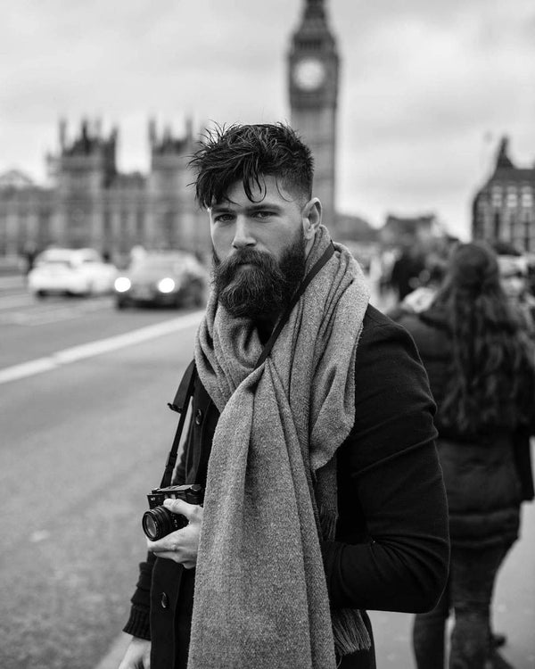 Bearded Man in London: Iconic Big Ben Backdrop