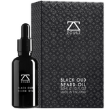 ZOUSZ Black Oud Beard Oil gift box — luxury beard oil packaging