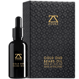 ZOUSZ Gold Oud Beard Oil gift box — luxury beard oil packaging